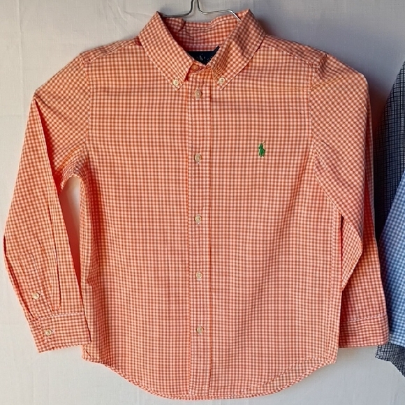 Ralph Lauren Bundle Kids Orange  Blue &  Grey Gingham Shirts Size 7  -grey 10 - Picture 2 of 16